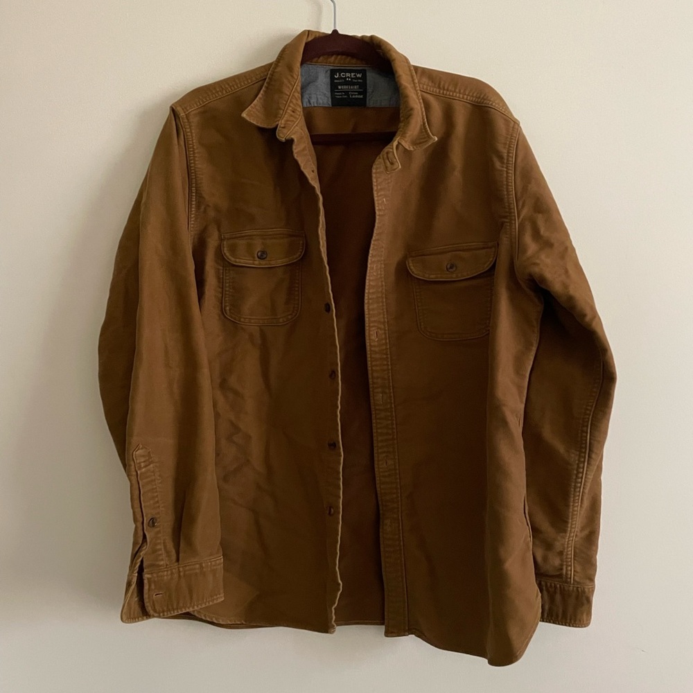 BROWN J CREW WORK SHIRT LARGE
